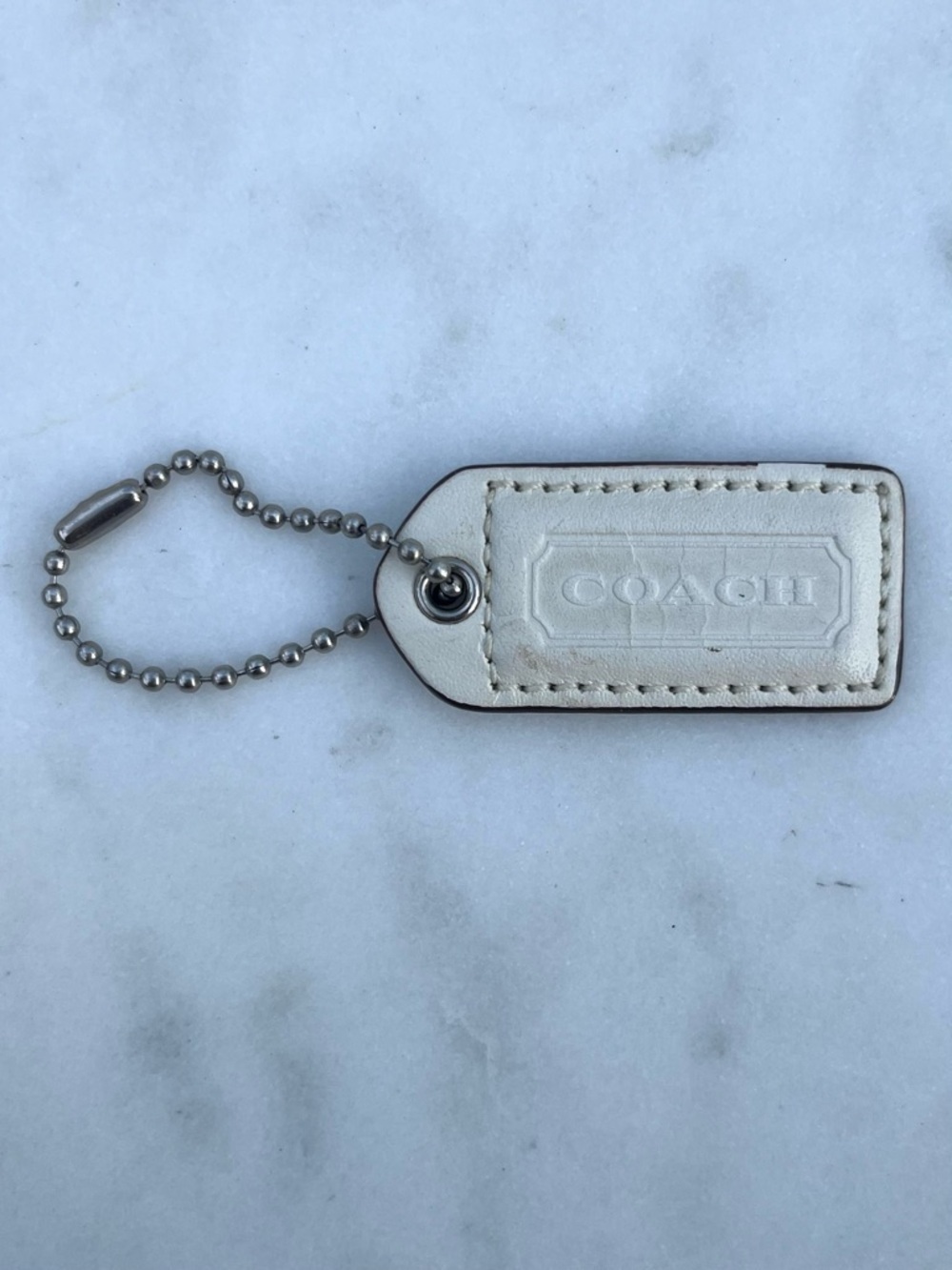 COACH Vintage Leather Hang Tag, Off White